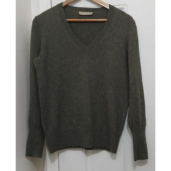 everlane womens medium 100% cashmere classic sweater army green lightweight - Picture 2 of 5